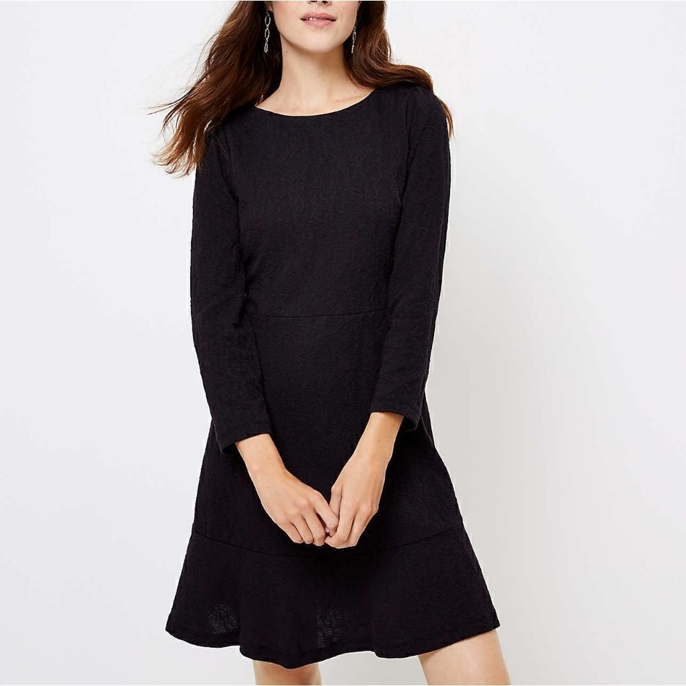 Loft Black Long Sleeve Midi Dress